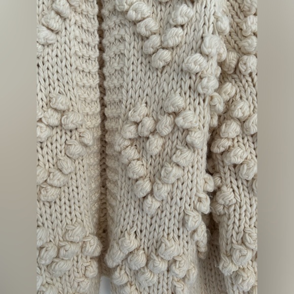 SOLD &Merci Handknit Cardigan Sweater PomPom hearts Boho Oversized Balloon - Picture 8 of 8